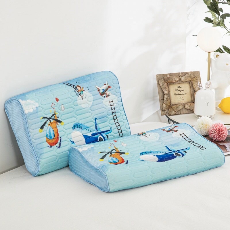 Gối cao su trẻ em tặng kèm vỏ gối điều hoà siêu mát cho bé từ 3 đến 12 tuổi