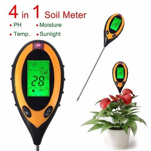 Máy đo 4 in 1, đo độ pH đất, độ ẩm, ánh sáng, nhiệt độ, dụng cụ đo pH