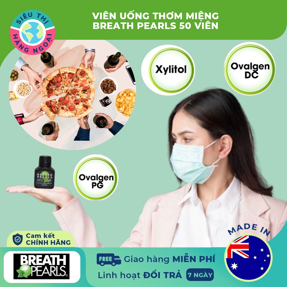 Viên Uống Thơm Miệng Breath Pearls - Úc Hộp 50 viên