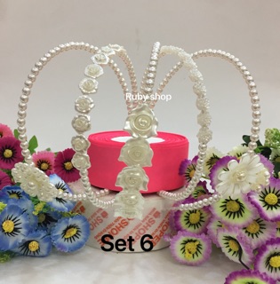 14/- Set 5 cài tóc/bờm tóc ngọc trai handmade