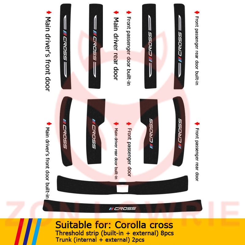 Miếng Dán Sợi carbon Chống Trầy Trang Trí Bảo Vệ Bàn Đạp Xe Hơi toyota cross 2019-2022 corolla cross cc