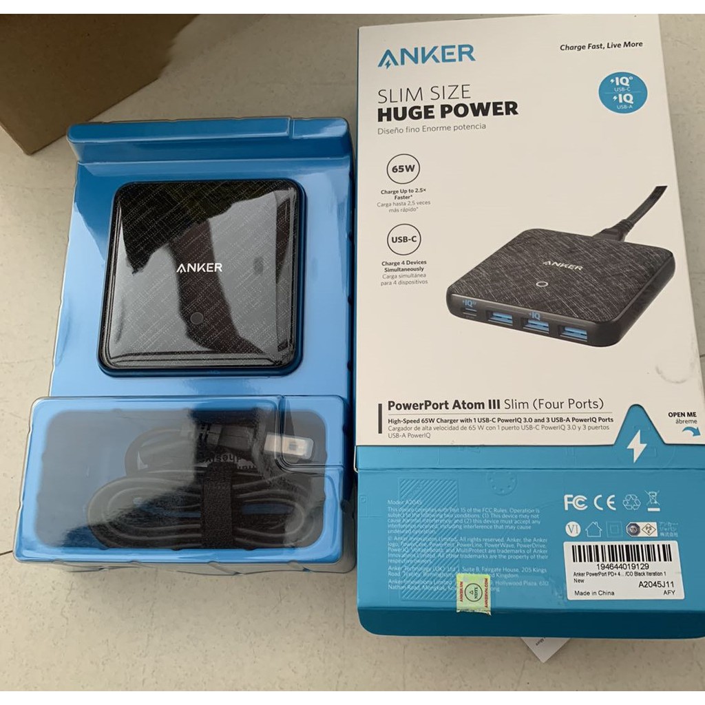 [ ANKER VN ] Sạc ANKER 4 cổng PowerPort Atom III Slim 65w PIQ 3.0&amp;GaN - Anker GaN A2045 - Slim A2045