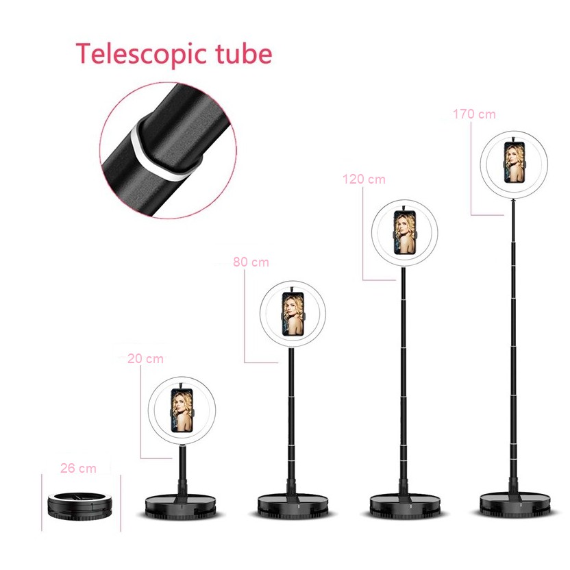 Đèn Livestream Size 26cm, Giá Đỡ Điện Thoại Live Stream, Bán Hàng Online, Make Up, Chụp Ảnh Studio, Gấp Gọn Thu Nhỏ