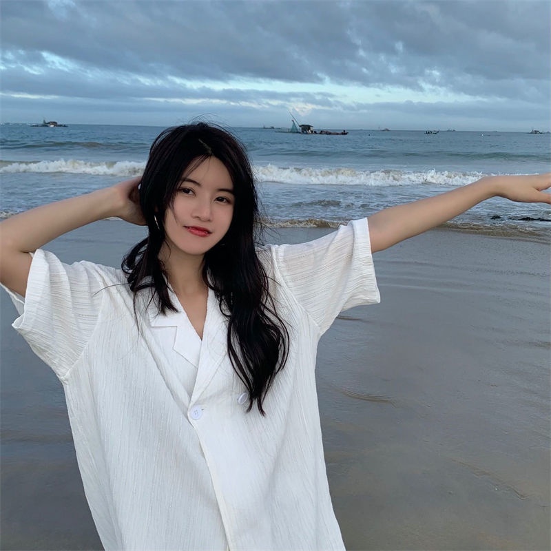 Áo Sơ Mi Tay Ngắn Dáng Rộng Thời Trang Mùa Hè Cho Nữ