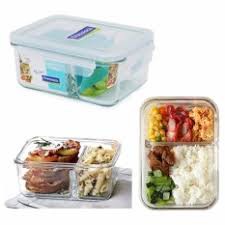 Bộ 02 hộp thủy tinh chia ngăn GLASSLOCK 670ml và túi giữ nhiệt