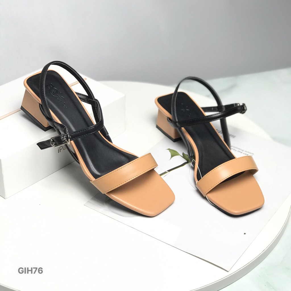 Sandal nữ BQ ❤️FREESHIP❤️ Giày quai hậu cao gót phối quai màu sắc trẻ trung gót vuông 5cm GIH76