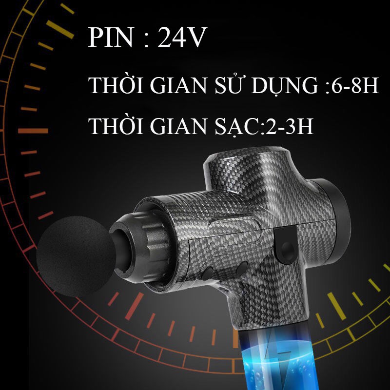 Máy MASSAGE Trị Liệu Toàn Thân EM009, 6 Đầu MASSGE 30 Mức Độ Rung , Súng Mát Xa Cơ Cho Người Tập GYM Người Cao Tuổi