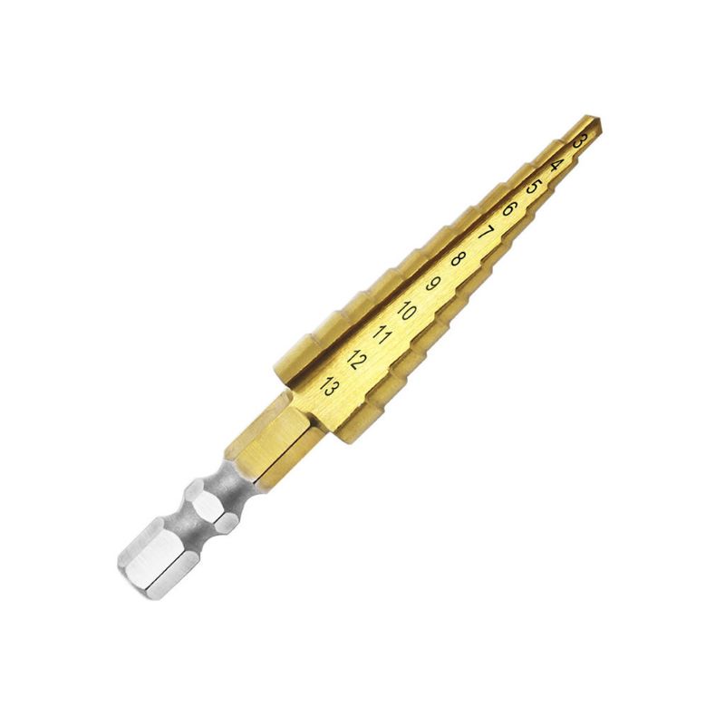Mũi khoan hình nón HSS phủ titan 3-13mm cho đồ gỗ / kim loại