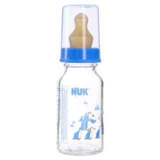 Bình sữa thủy tinh núm cao su cổ nhỏ NUK 125ml