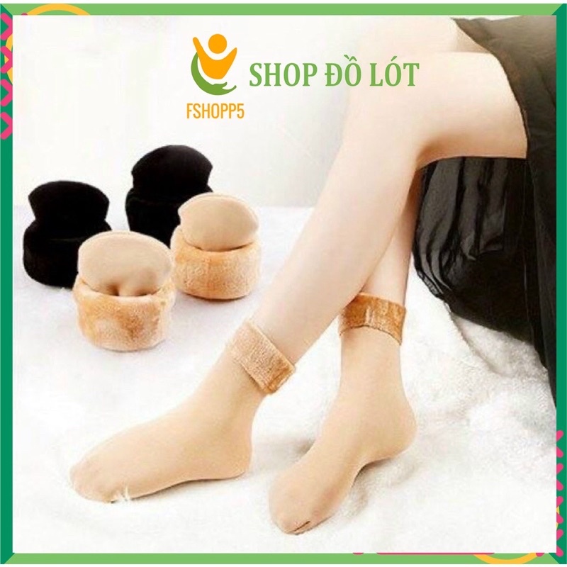 combo 10 đôi tất  tất lót lông giữ nhiệt 2 màu đen da