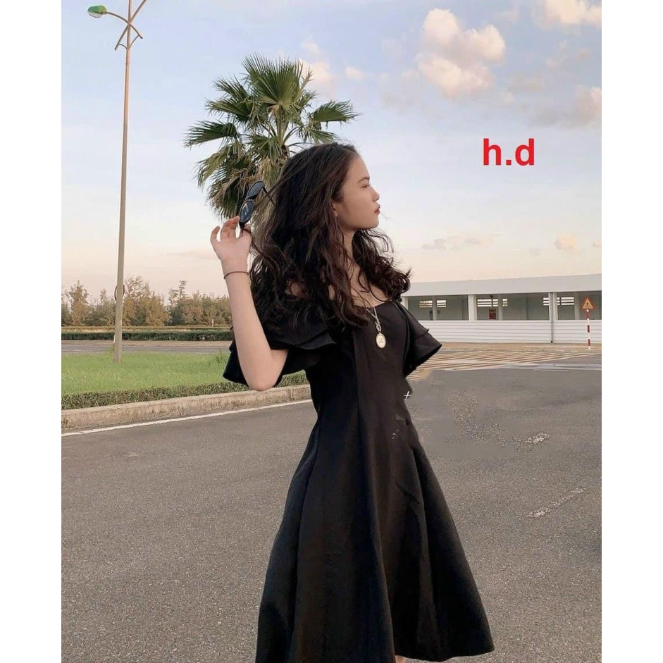 Đầm trễ vai công chúa dáng xòe chữ a chất voan 2 lớp- váy nữ tiểu thư cánh tiên phong cách ulzzang hàn quốc