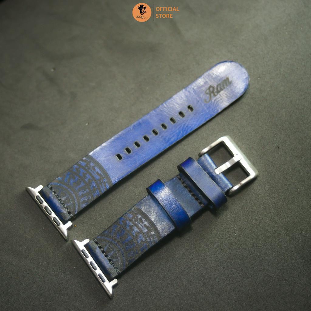 Dây Đồng Hồ AW 2,3,4,5,6,7,8, AW Ultra Da Bò Thanh Lịch - RAM Leather Simple trống đồng màu xanh navy