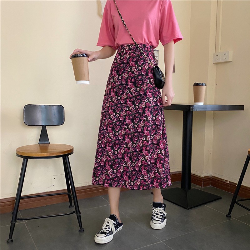 Chân Váy Hoa Nữ Tính, Chân Váy Chữ A Dài Qua Gối Phong Cách Thời Trang Hè 2021 HH031 | BigBuy360 - bigbuy360.vn