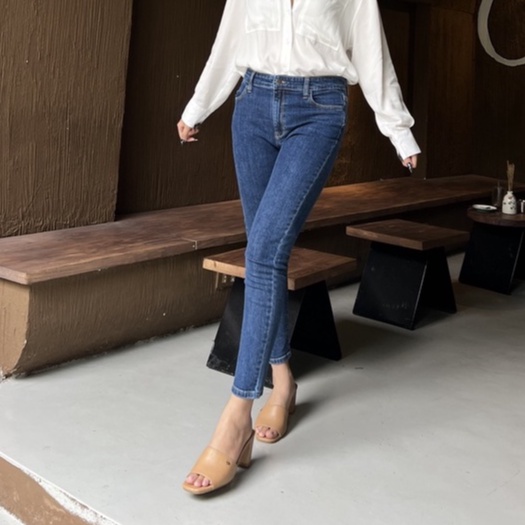 Quần Skinny Jeans Lưng Cao Ôm Body Nữ - Skinny Classic Blue - Hashtagem ( Mã SJ-03)