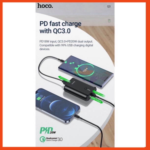 Sạc Dự Phòng 20W Hoco Q3 mini Siêu Tốc 20W, Q3.0. 10000mah. Sạc Dự Phòng Chính Hãng Hoco Q3. PKCH8886