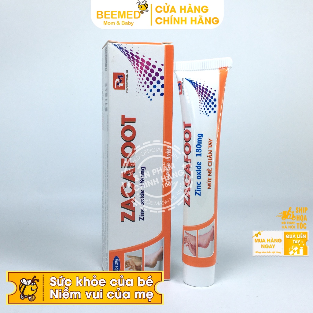 Kem gót chân tay từ Kẽm Oxyd Zacafoot, dưỡng ẩm giảm nứt nẻ ,tinh chất nghệ Nano Curcumin, mật ong và vaseline