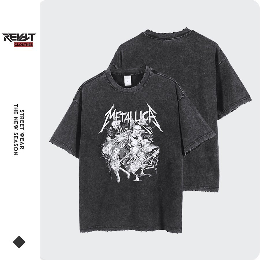 Áo thun nam form rộng RevoltClothes oversize phông unisex đẹp Metallica vintage loang màu Wash xám local brand T8851