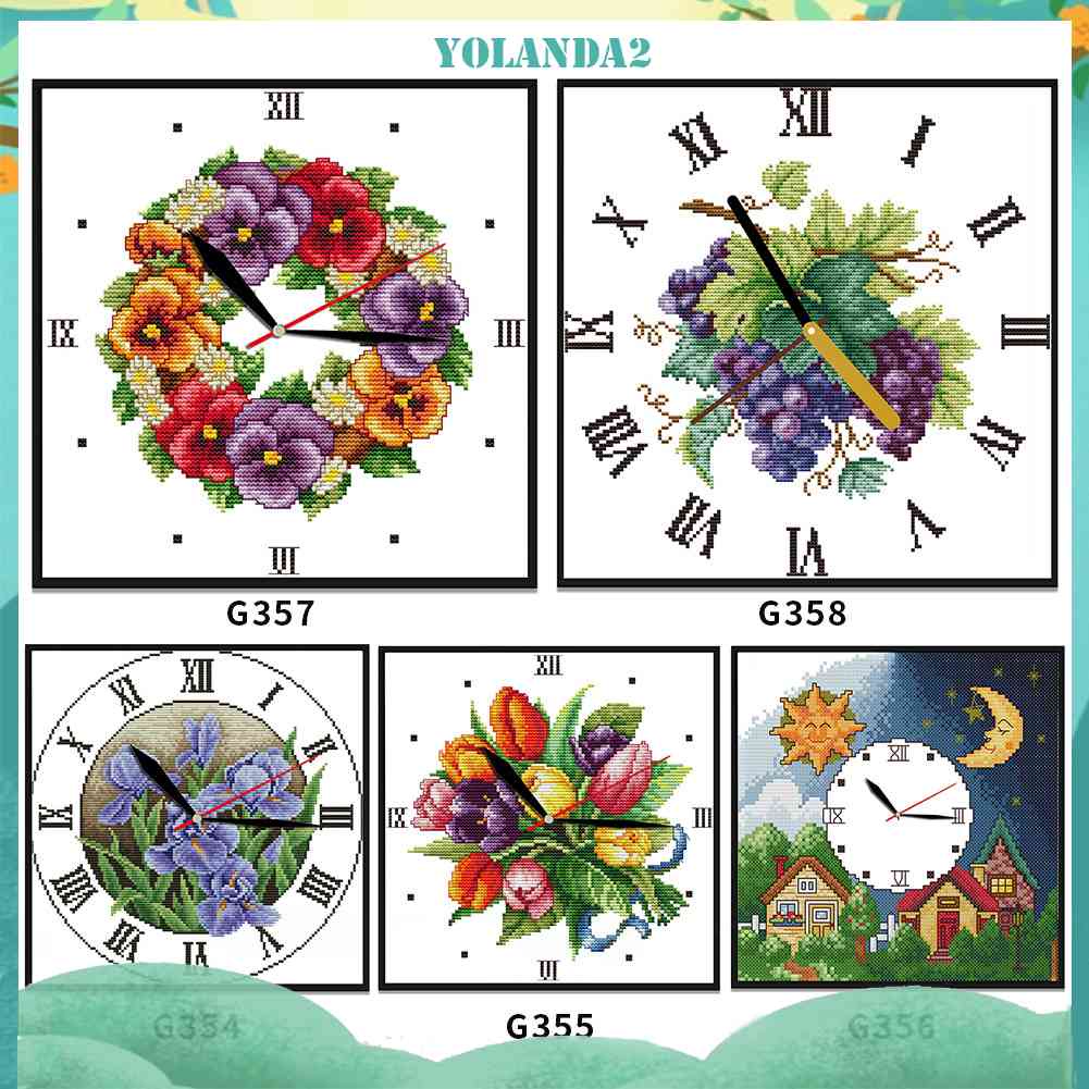 Tranh Thêu Chữ Thập Họa Tiết Đồng Hồ 14CT