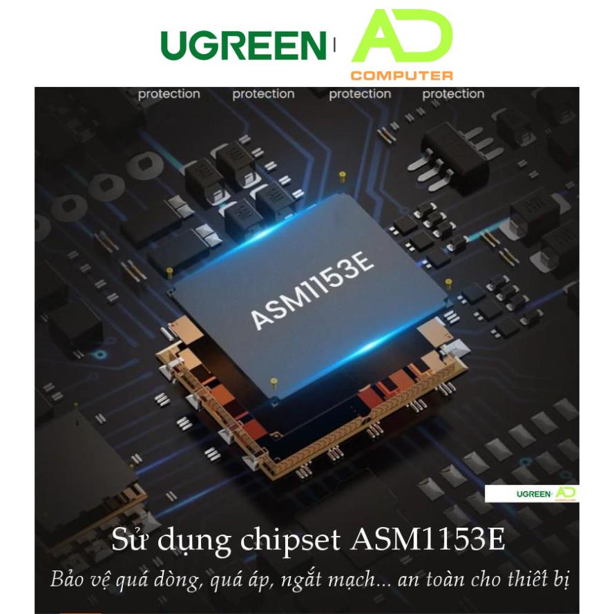 Cáp chuyển đổi USB 3.0 / USB type C sang Sata (7+15) cho ổ cứng ngoài SSD, HDD 2.5 inch, dài 50cm UGREEN CM321