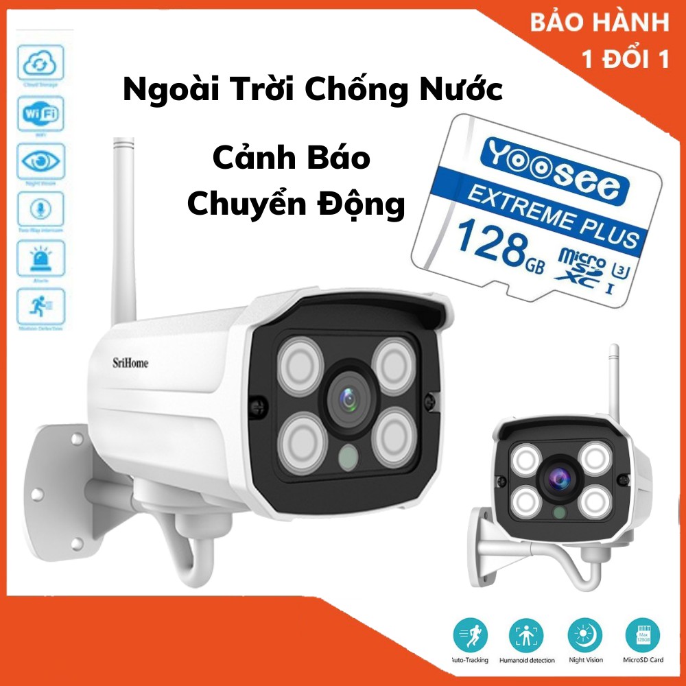 Camera wifi ngoài trời Srihome Sh024 , phát hiện chuyển động , chống nước