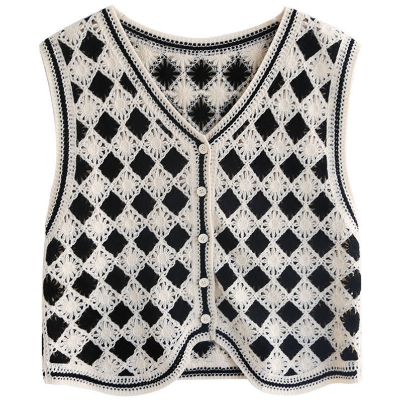 Áo Sweater Dệt Kim Không Tay Cài Nút Họa Tiết Kẻ Sọc Thời Trang Mùa Thu Cho Học Sinh