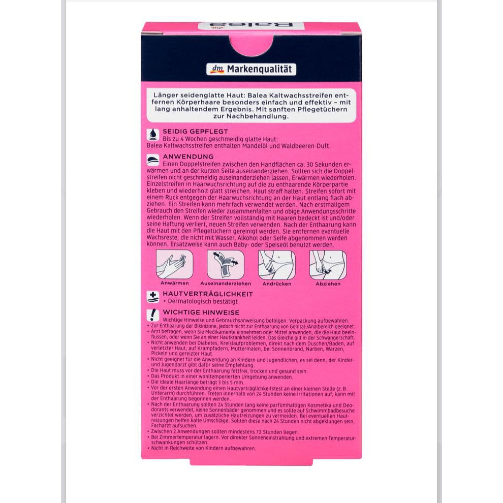 Miếng dán tẩy lông Bikini Balea Bikinizone Kaltwachs Streifenl 16 miếng wax +4 miếng wipes | BigBuy360 - bigbuy360.vn