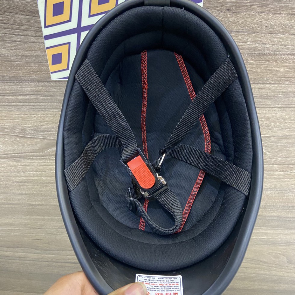 Mũ bảo hiểm nửa đầu vỏ sò, mũ sò hàng chính hãng cao cấp màu đen nhám