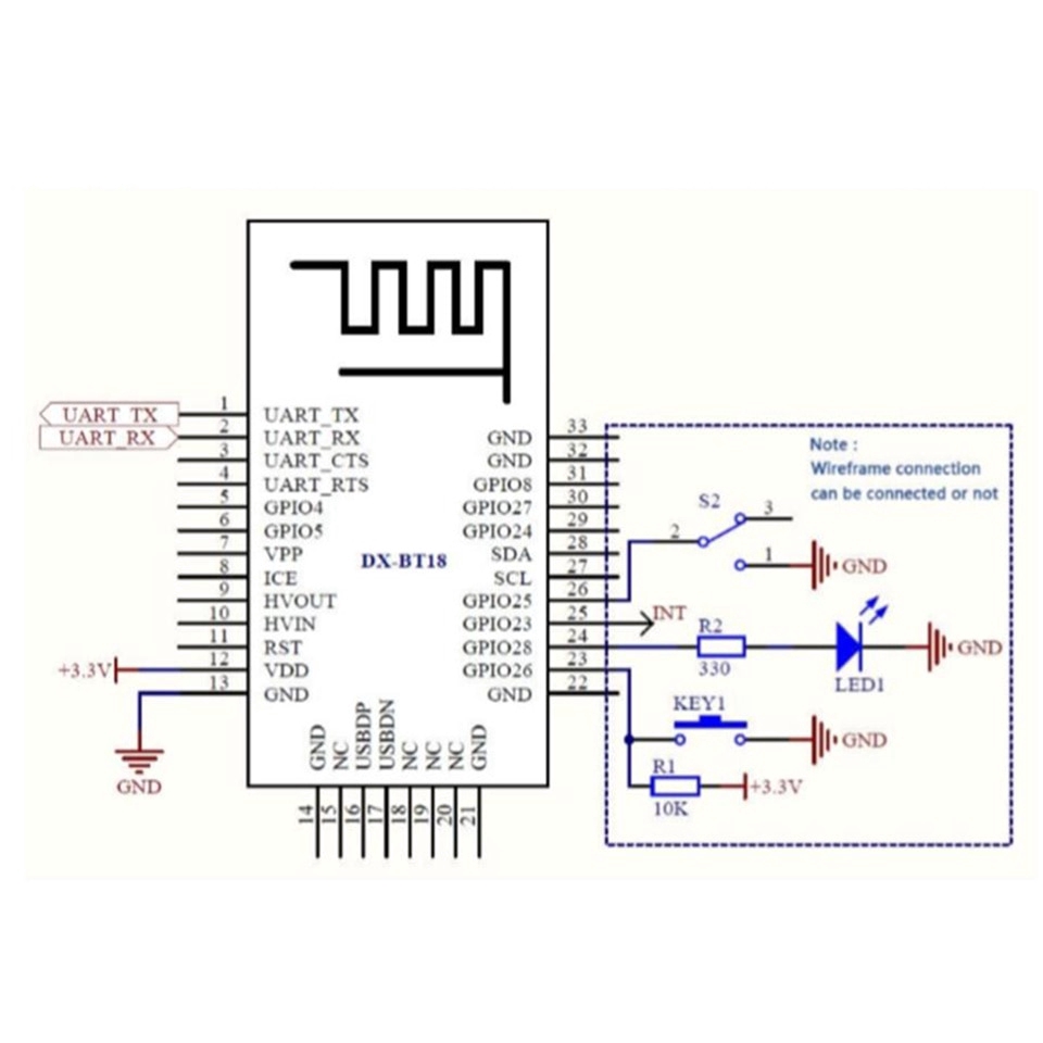 Mô Đun Bluetooth Không Dây Dx-Bt18 2.0+ble4.2 Tương Thích Hc-05 Hc-06