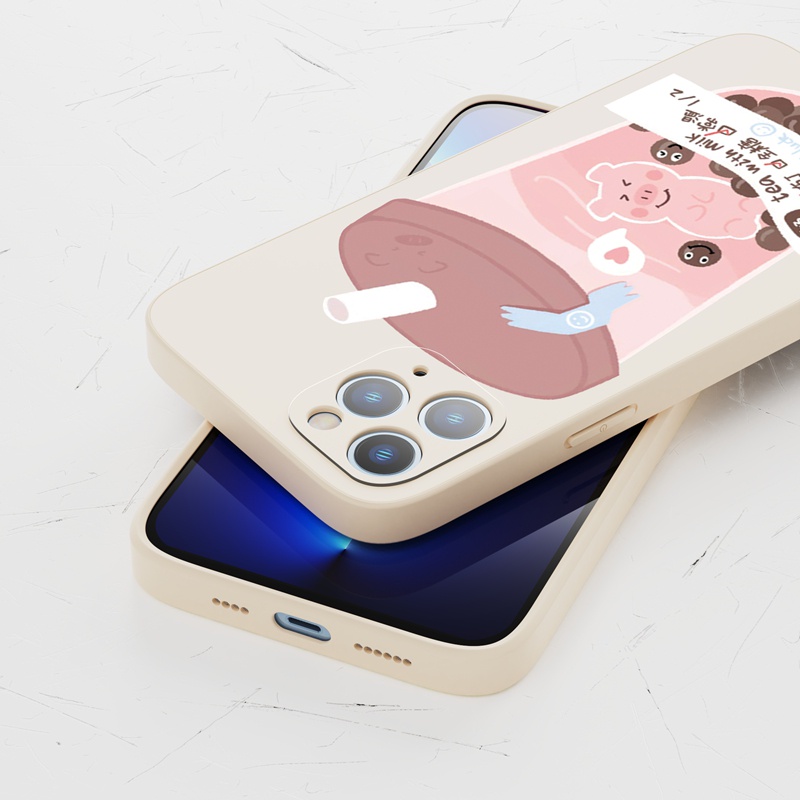 Ốp lưng iphone Ốp điện thoại SUNTAIHO silicon mềm hình bình trà sữa cho iphone 13 12 11 mini pro x xr xs max 7/8 plus
