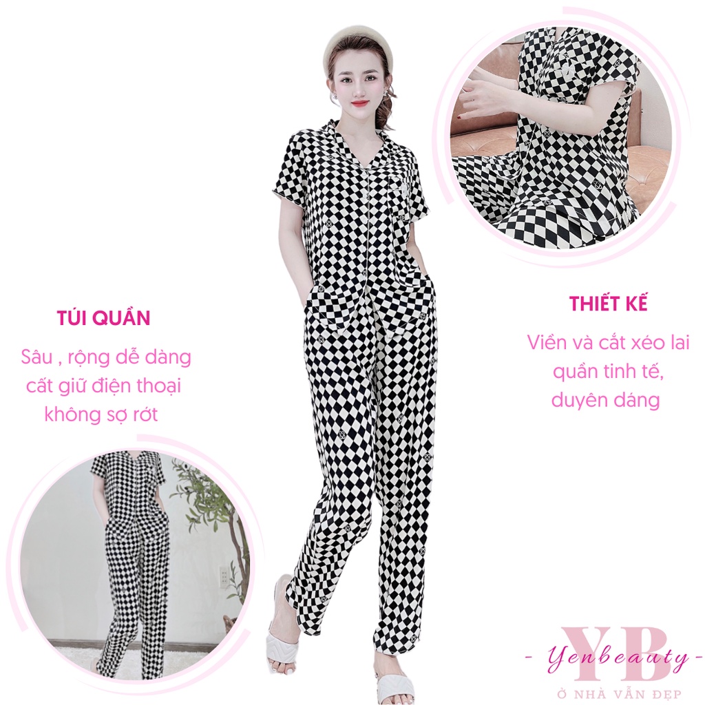 Đồ ngủ nữ lụa bigsize dài cộc tay , đồ bộ pijama mặc nhà dễ thương - yenbeauty đồ mặc nhà cao cấp