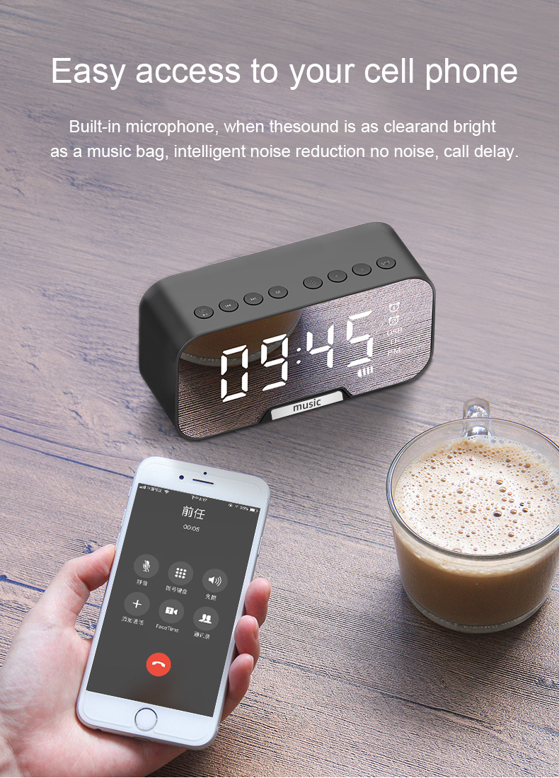 Loa Bluetooth 5W Màn Hình LED - Hỗ Trợ Mặt gương, Xem giờ, Đồng hồ báo thức, Nhiệt độ , Nghe FM