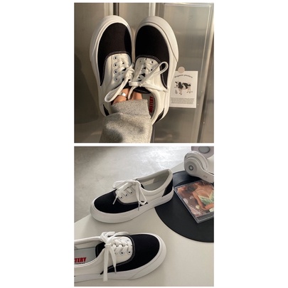 Giày thể thao đen trắng basic đế bánh mì ullzang sneaker đen trắng basic