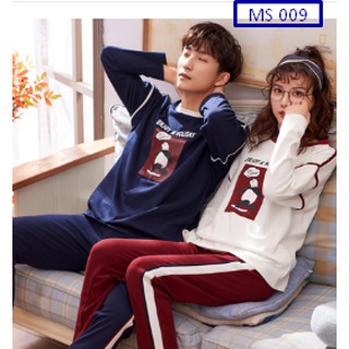 Bộ đồ ngủ đôi nam nữ dài tay cotton Phiên bản Hàn Quốc.ver2