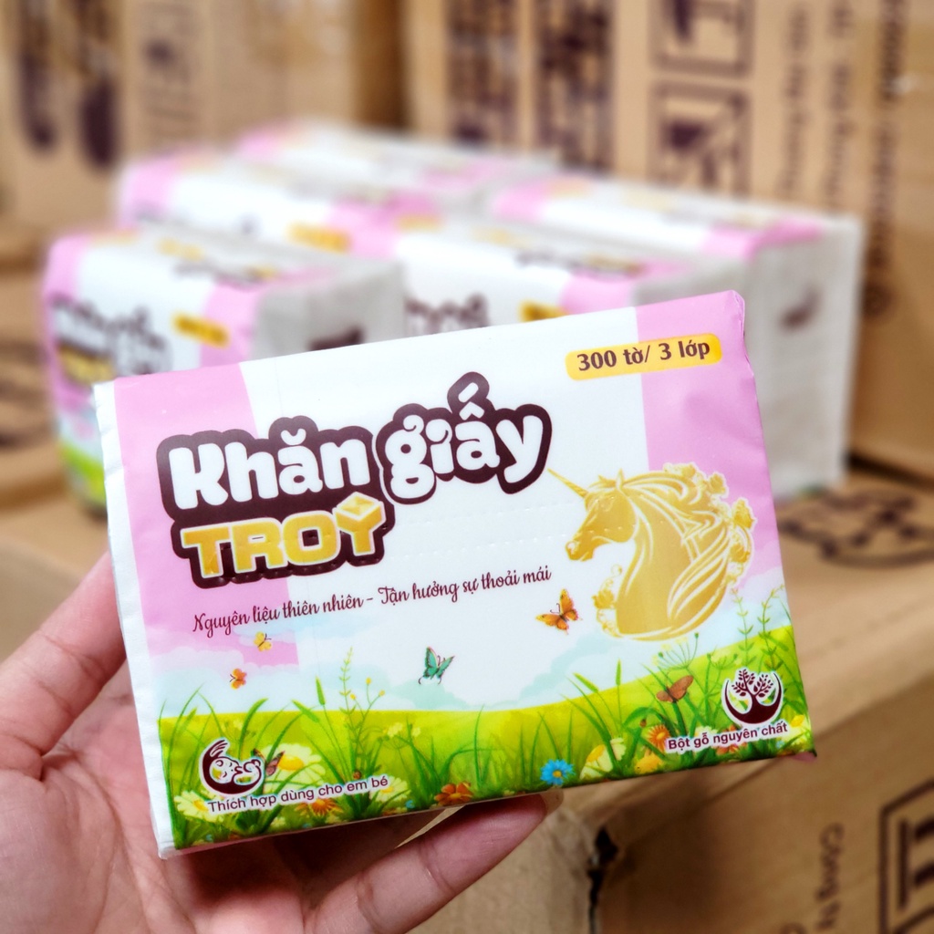 Combo 30 Gói Khăn Giấy Ăn Hanky 300 Tờ 3 Lớp Cao Cấp Chính Hãng