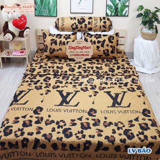 Set chăn hè thương hiệu Cotton poly 5 món mẫu LV