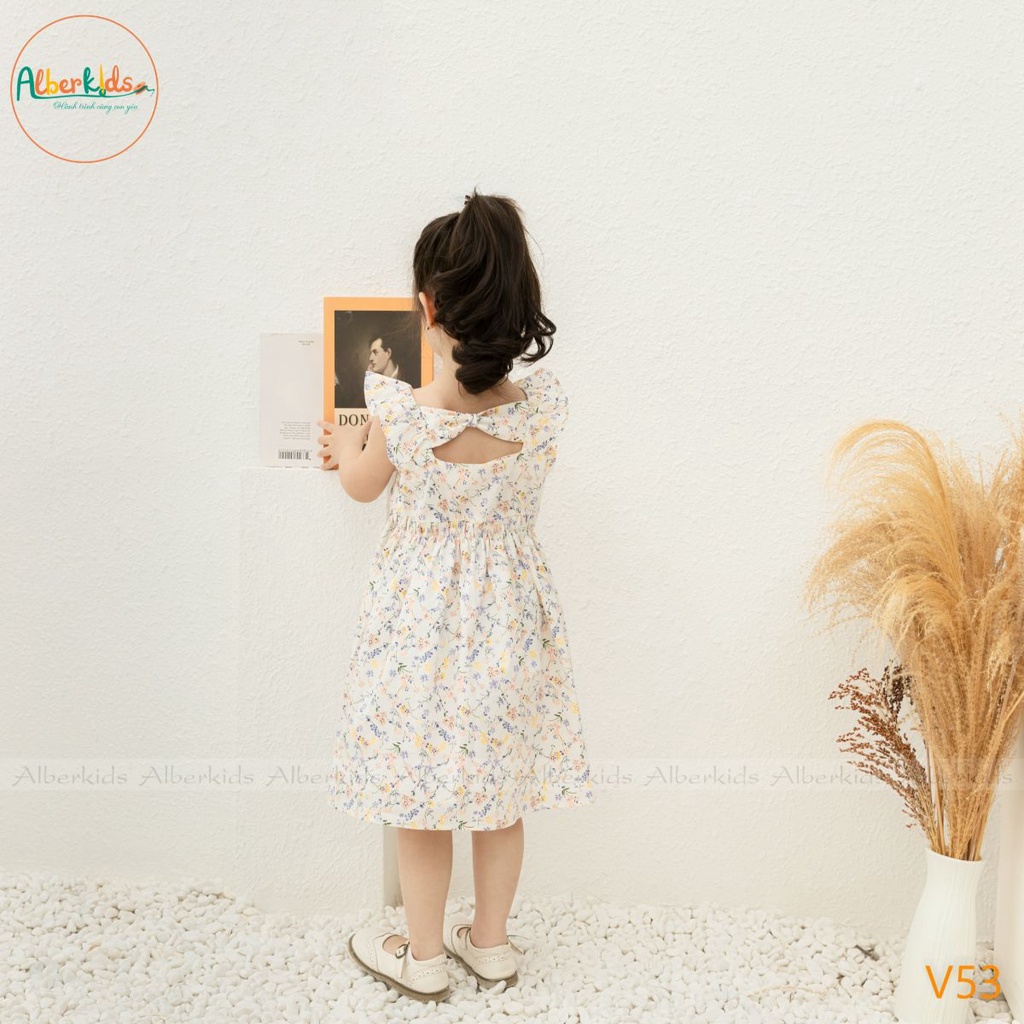 Váy bé gái ALBERKIDS hoa tím bèo chéo công chúa xinh đẹp cho trẻ em 2,3,4,5,6,7,8,9,10,11,12 tuổi[V53]