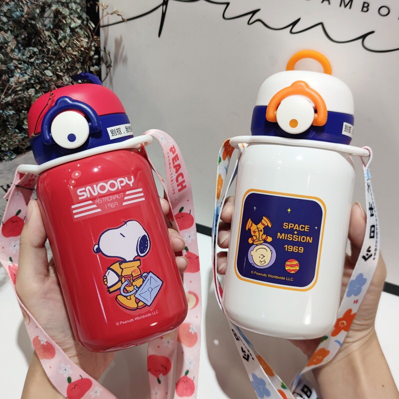 Bình Đựng Nước Giữ Nhiệt 24H Snoopy 350ML - Thép Không Gỉ Cao Cấp ERASHOP 078539 - Snoopy Dạ Quang Bền, Rẻ Đẹp