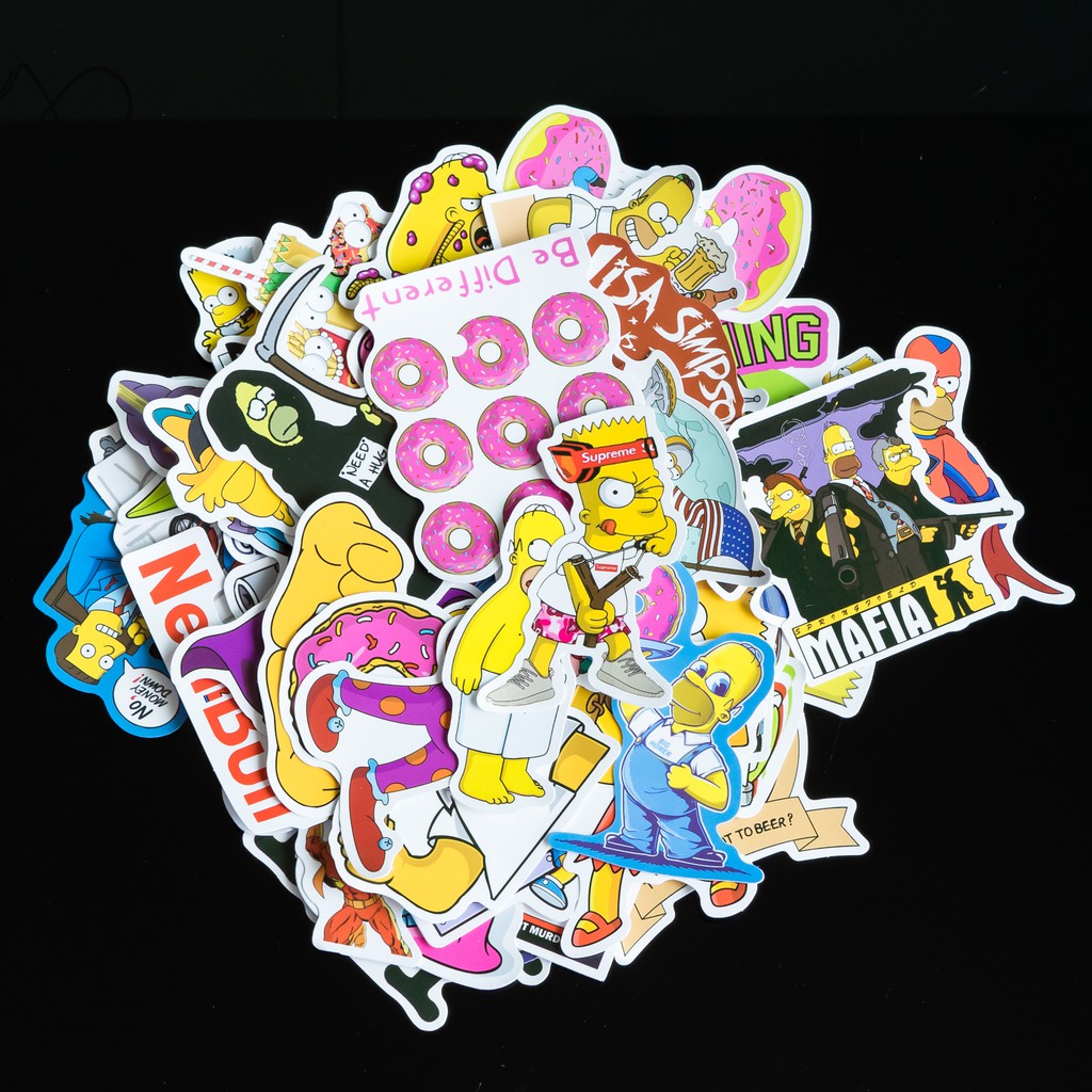 Sticker Simpson M2 chống nước lâu phai trang trí laptop, mũ bảo hiểm, đàn, guitar, ukelele, macbook, điện thoại