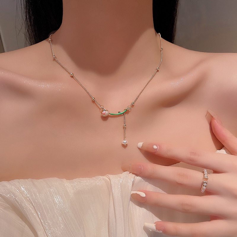 Dây Chuyền Mặt Hoa Tulip Tráng Men Thời Trang Mùa Hè