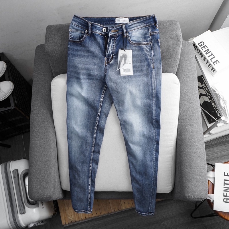Quần jean bò nam xuất khẩu VNXK jean co giãn ống ôm nhẹ