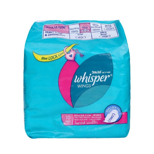 Whisper Wing Regular Flow cánh loại dày 10 miếng băng vệ sinh