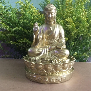 Tượng Phật A Di Đà cao 15 cm màu sơn đồng