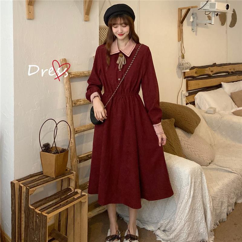 Đầm nữ dáng chữ A tay dài phong cách Pháp Hàn Quốc cổ điển