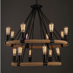 Đèn Chùm Dây Thừng 2 Tầng 14 Bóng Led Edison ST64, Đèn Chùm Thả Phòng Khách Giá Tốt