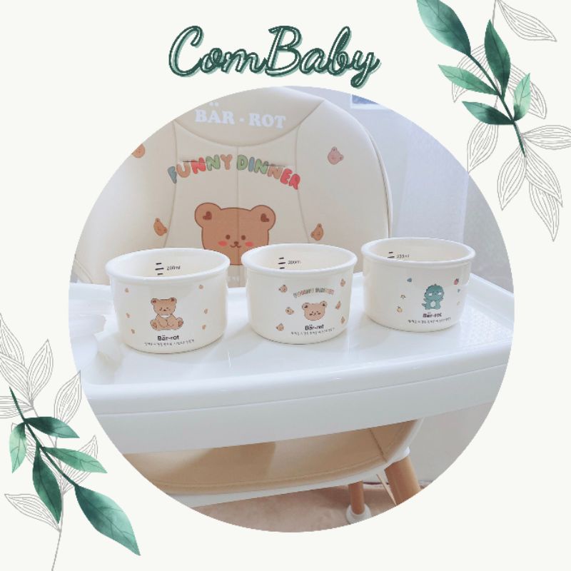Bát Sứ Ăn Dặm Cho Bé Ceramic Bar Rot Hoạ Tiết Có Nắp Silicon Chống Tràn