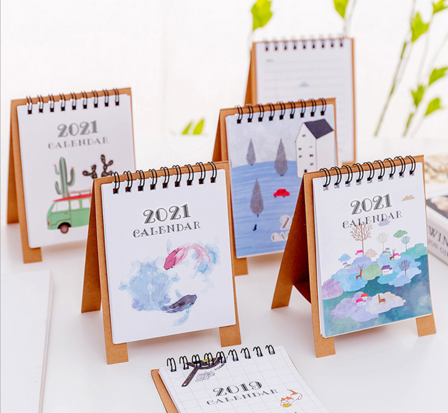 Lịch để bàn mini 2021 L4 12,5x9,5 cm Kalender Kertas 2021 New Year Kawaii Cartoon Table Calendar Mini Table Desk Calendar Agenda Organizer Planner Book 2021 Calendar stationery gift