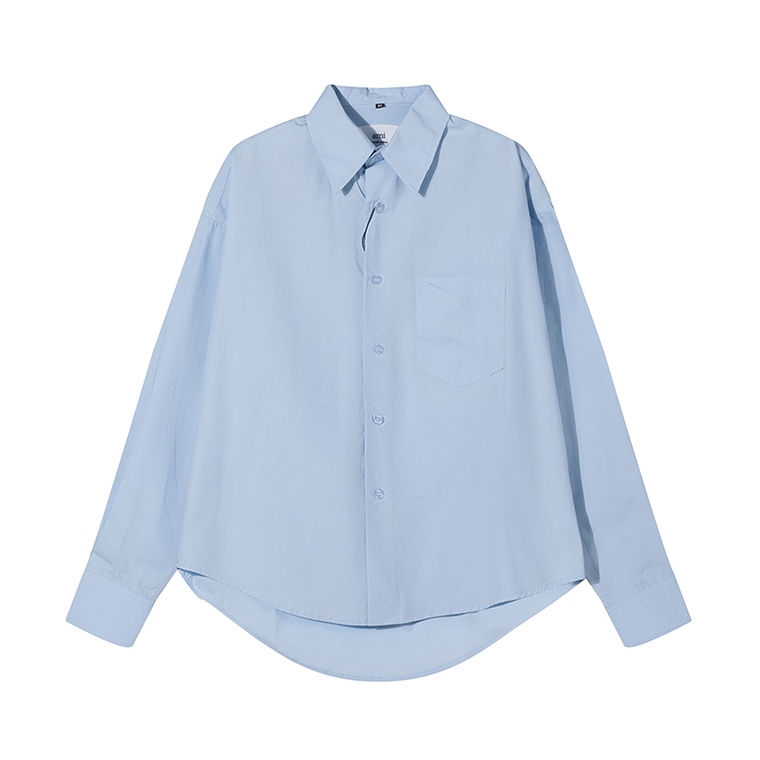 Áo Sơ Mi Màu Trơn Mô Phỏng Vải Tencel Unisex