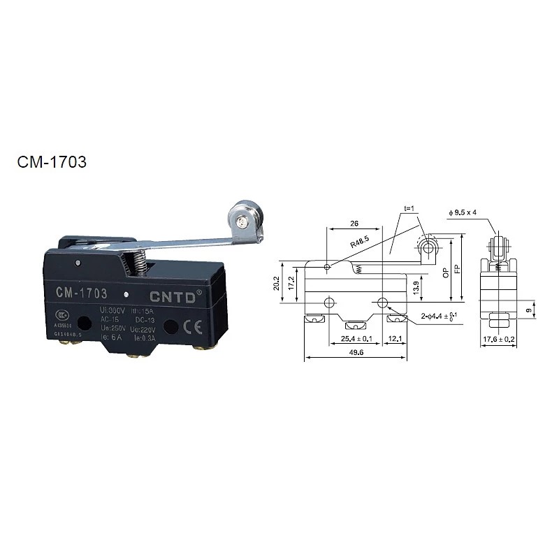 Cm-1703-công tắc hành trình cần dài có bánh xe cm-1703