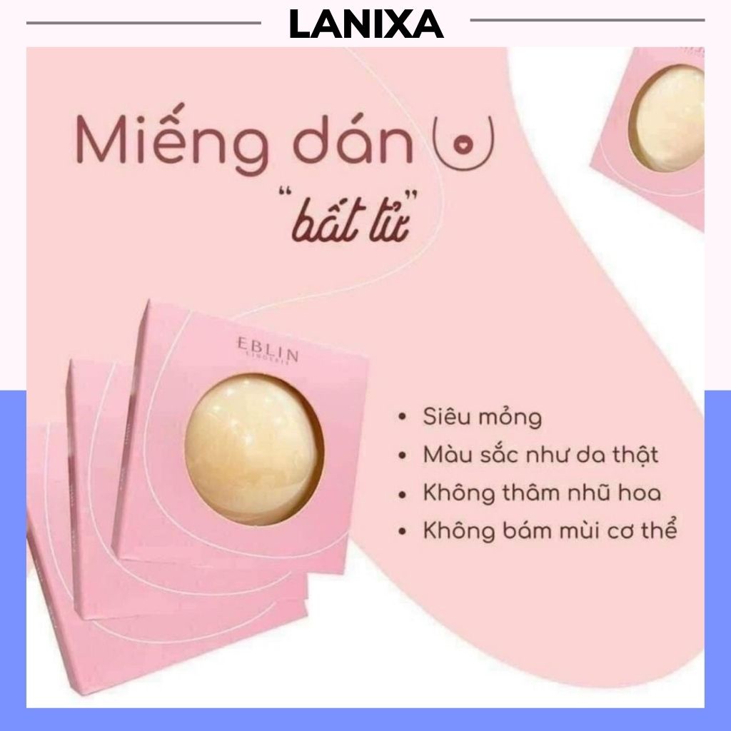 Miếng dán ngực tự thân silicon siêu dính không keo, Miếng dán ti bảo vệ nhũ hoa tái sử dụng nhiều lần LANIXA D539