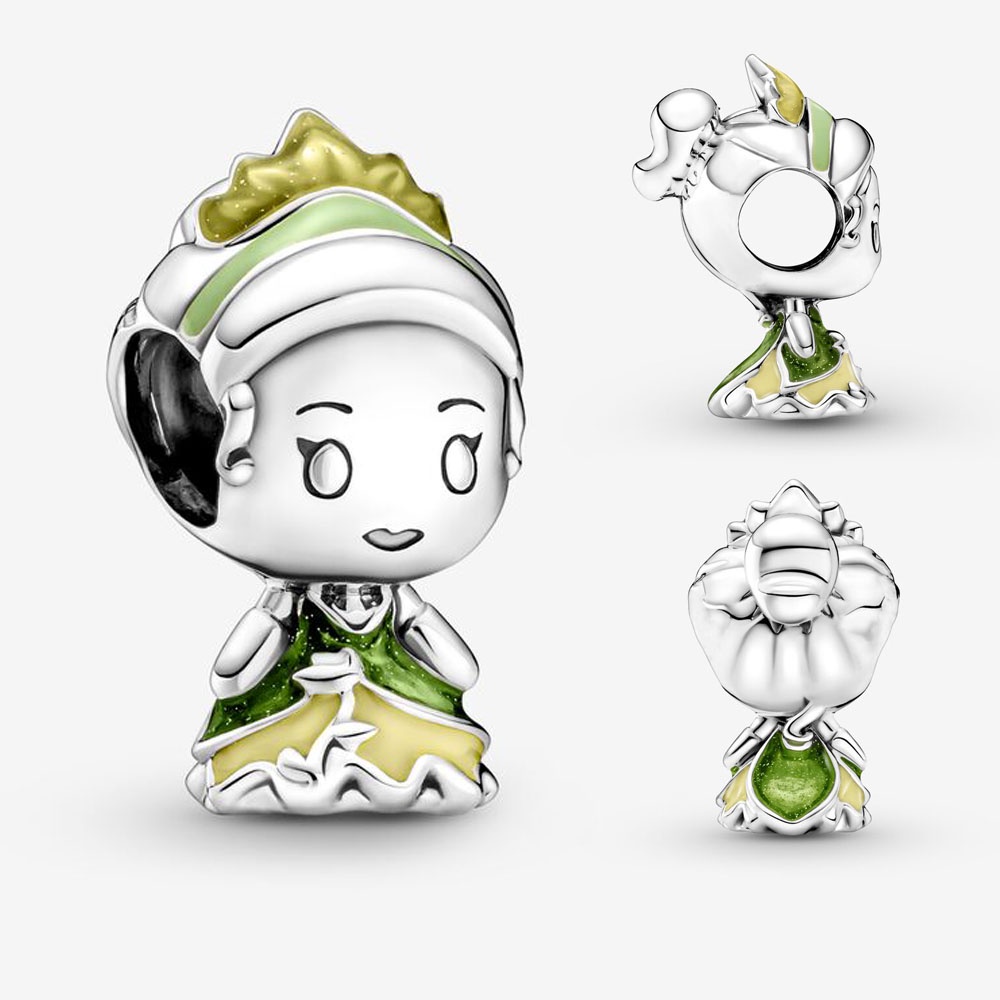 PANDORA Mặt Dây Chuyền Mạ Bạc Hình Công Chúa Disney Lấp Lánh